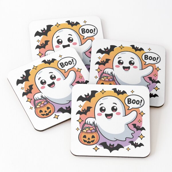 Item preview, Halloween with kawaii ghost text "Boo" designed and sold by Nimkaew.
