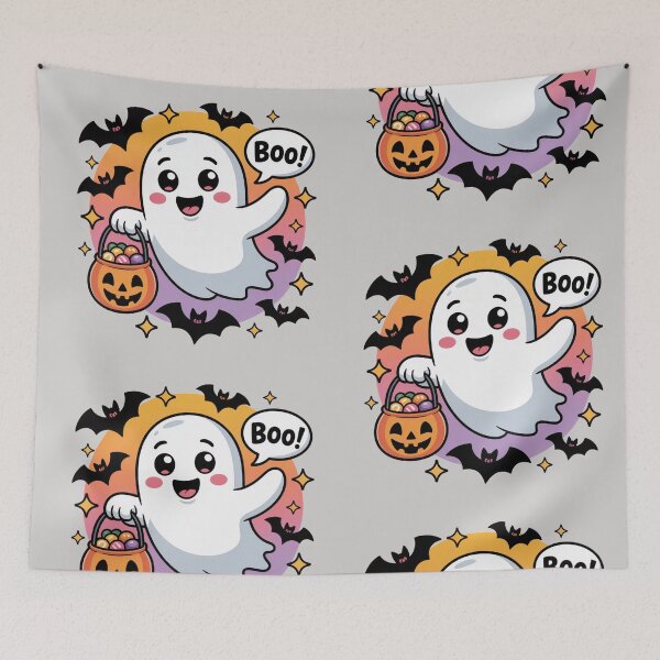 Item preview, Halloween with kawaii ghost text "Boo" designed and sold by Nimkaew.