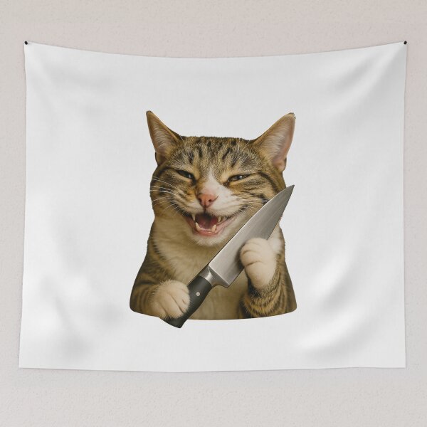 Item preview, Funny Chef Cat with Kitchen Knife Cooking Meme designed and sold by memememescat.
