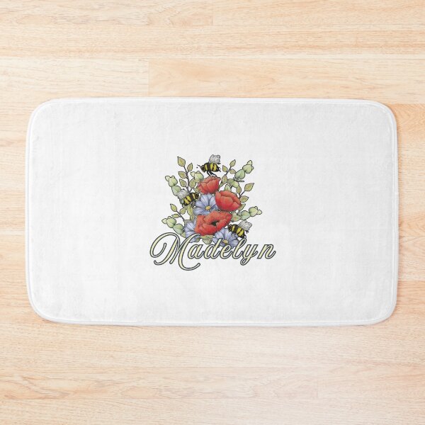 Item preview, Name MADELYN with Red Poppies and BEES Art designed and sold by JoyfulWhimsy.