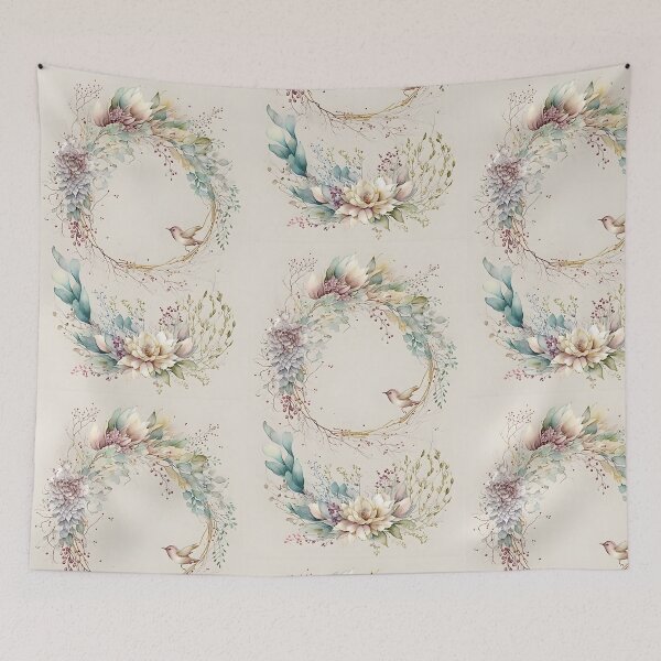 Item preview, Floral botanical watercolor wreath template designed and sold by dvoevnore.