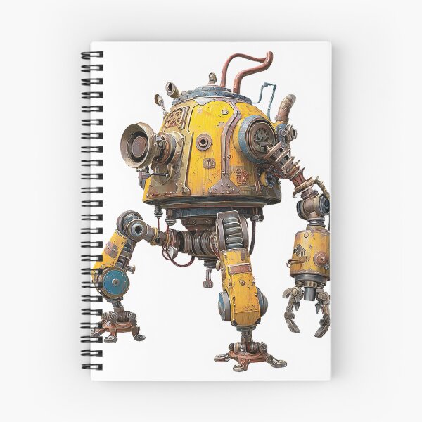 Item preview, Yellow Steampunk Robot Sticker – Industrial Mechanical Bot with Gears & Claws designed and sold by Line Designs By Duck.