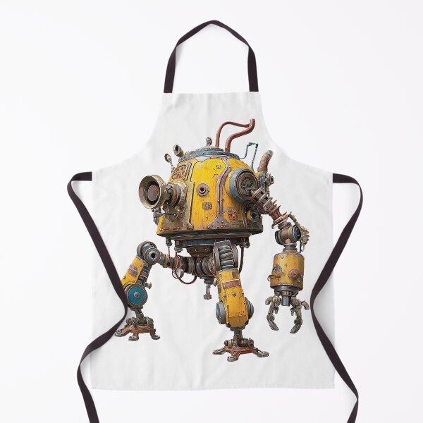Item preview, Yellow Steampunk Robot Sticker – Industrial Mechanical Bot with Gears & Claws designed and sold by Line Designs By Duck.