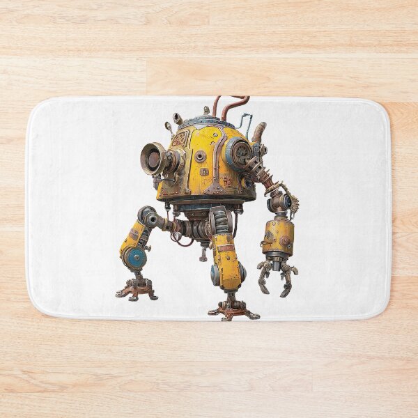 Item preview, Yellow Steampunk Robot Sticker – Industrial Mechanical Bot with Gears & Claws designed and sold by Line Designs By Duck.