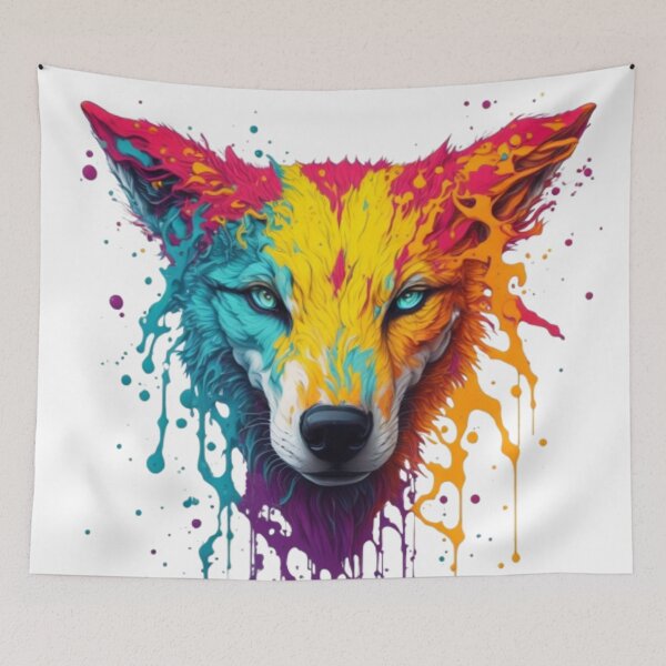 Item preview, Paint Dripping Colorful Wolf Art designed and sold by Healio2.