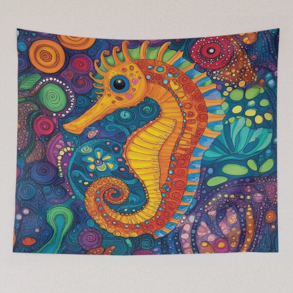 Item preview, A beautiful and complex design of a seahorse with intricate lines. designed and sold by HEMRO.