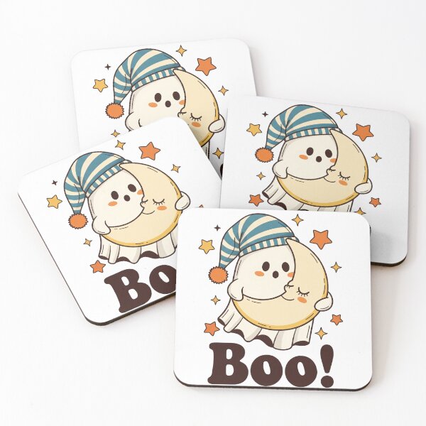 Artikelvorschau, Niedliches Gespenst umarmt den Mond, Kawaii Halloween Nacht, Spooky Gemütlicher Sticker entworfen und verkauft von Nuch passion art.