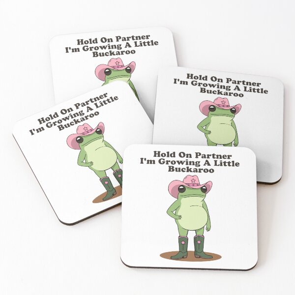 Item preview, Hold On Partner I'm Growing A Little Buckaroo  Funny Frog Pregnancy Pregnancy Announcement Frog Lovers  designed and sold by MotivaChic.