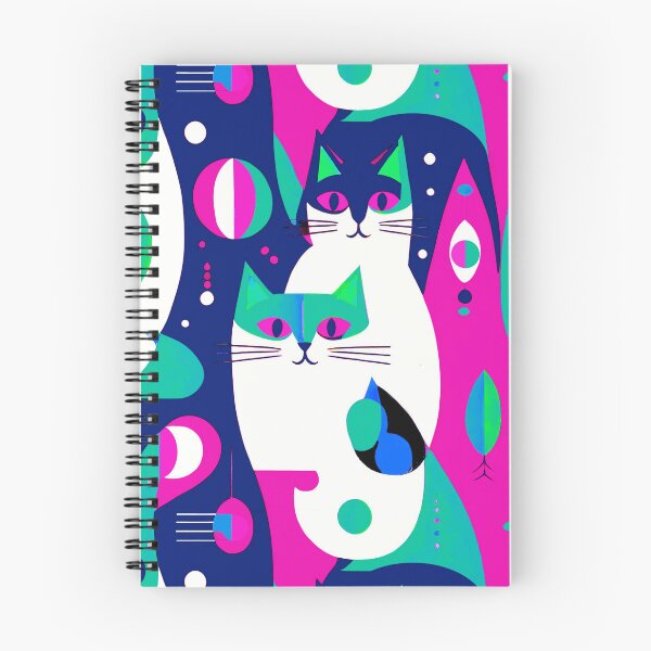 Artikelvorschau, Mid-Century Modern Katzen auf geometrischem Hintergrund entworfen und verkauft von Marymarice.