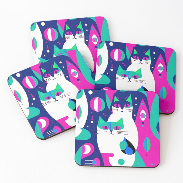 Item preview,  Mid-Century Modern Cats on a Geometric Background  designed and sold by Marymarice.