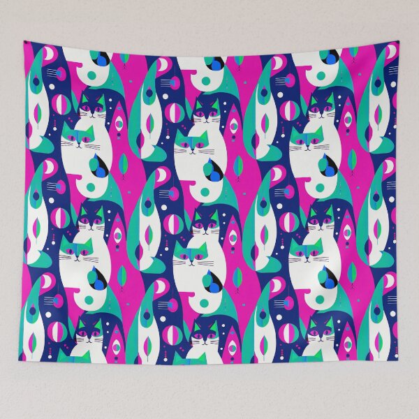 Item preview,  Mid-Century Modern Cats on a Geometric Background  designed and sold by Marymarice.