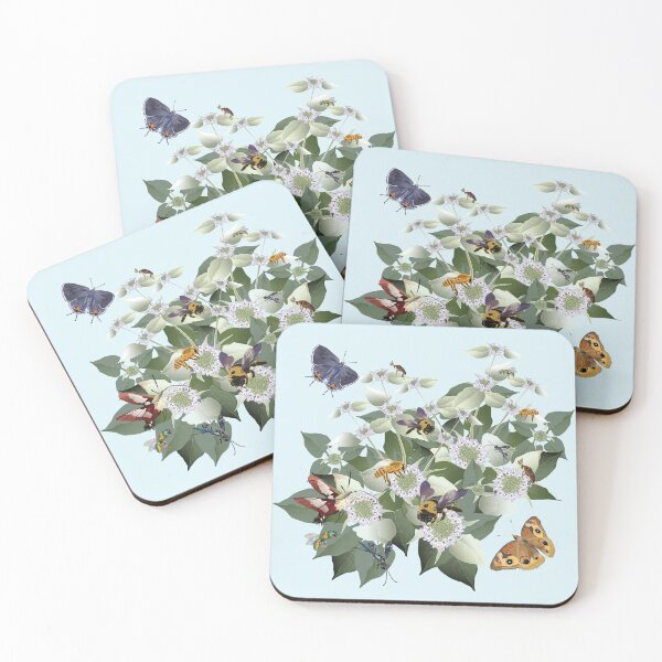 Item preview, Mountain Mint with Pollinating Bees, Butterflies, and Insects designed and sold by Jedi-Artist.
