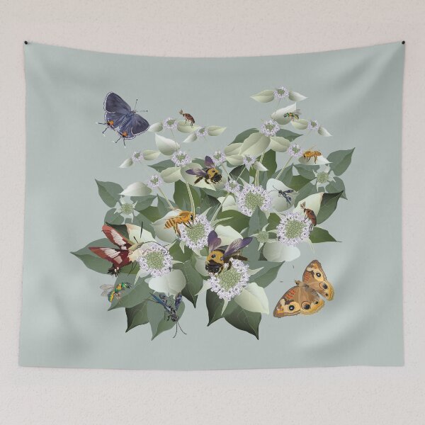 Item preview, Mountain Mint with Pollinating Bees, Butterflies, and Insects designed and sold by Jedi-Artist.