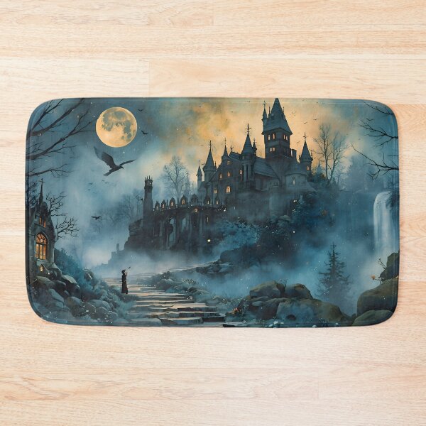 Item preview, Enchanted Fantasy Castle on a Cliff – Magical Moonlit Artwork designed and sold by A L O N E.