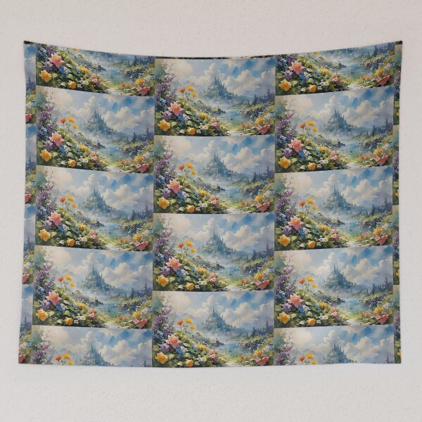 Item preview, Fairy Tale Castle Landscape Illustration designed and sold by tomkaz77studio.