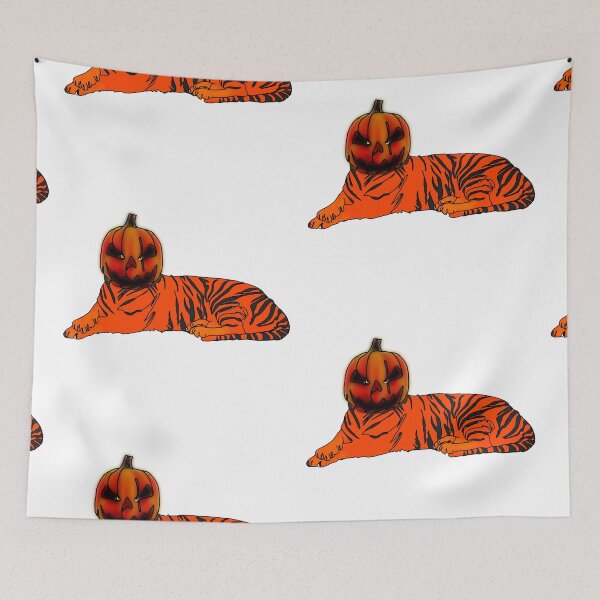 Item preview, Maple the Tiger in Jack-o’-Lantern Hat – animalzinhats designed and sold by Ashley’sAnimalz.