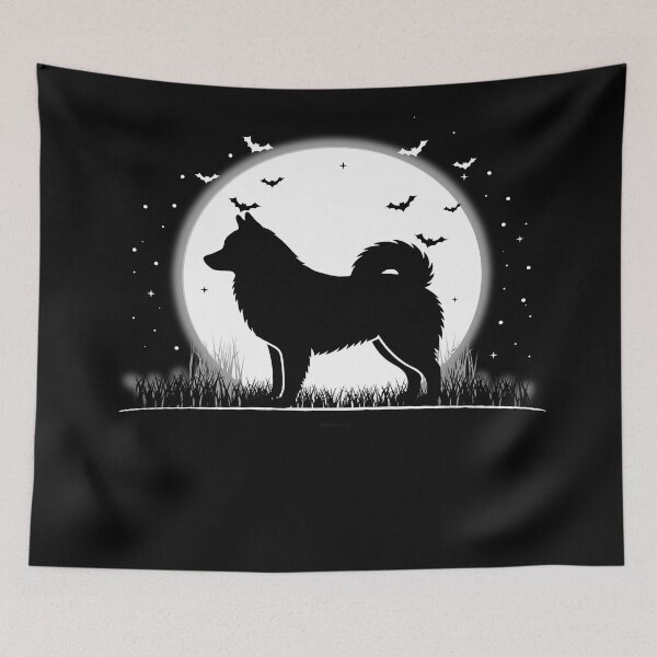 Item preview, Finnish Lapphund Dog – Halloween Moon Silhouette designed and sold by The Real Life Symphony.