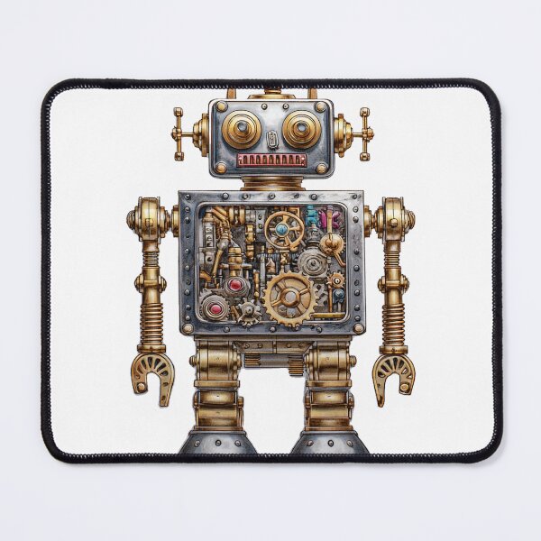 Item preview, Steampunk Gear Robot Sticker – Retro Mechanical Bot with Exposed Gears designed and sold by Line Designs By Duck.