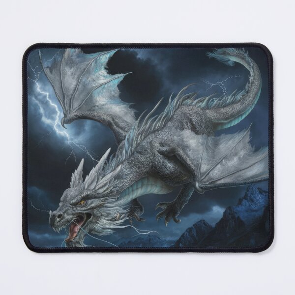 Item preview, gray silver dragon in the dark sky,Legendary Animals,dragon art,Legendary dragon designed and sold by Expressions-Sel.