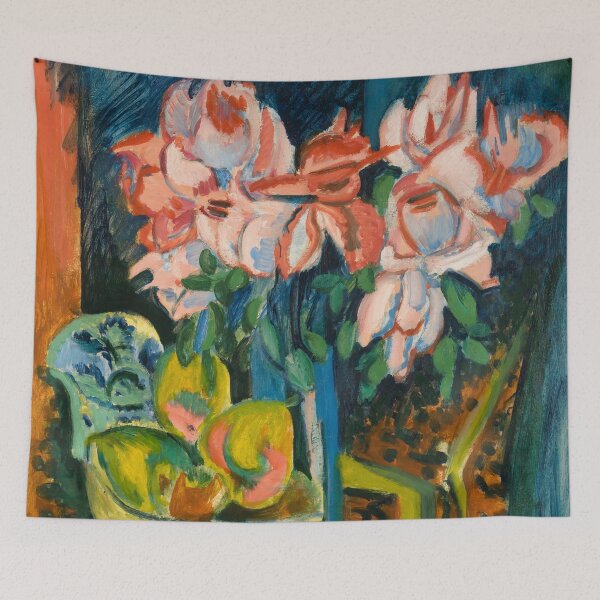 Item preview, Pink Roses Ernst Ludwig Kirchner - German Expressionist Still Life - Die Brücke Movement Floral Art designed and sold by Under-TheTable.