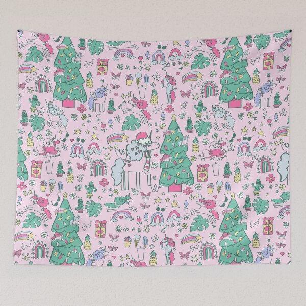 Item preview, christmas unicorn santa whimsical cactus monstera  designed and sold by Gossip Rag.