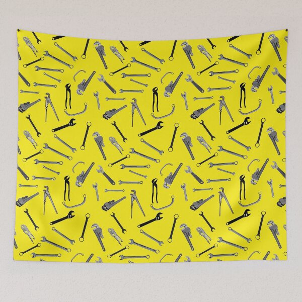 Item preview, Spanners and Wrenches on yellow background designed and sold by TerenceLacey.