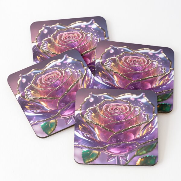 Item preview, Crystal Rose with Golden Edges – Elegant Floral Design designed and sold by A L O N E.