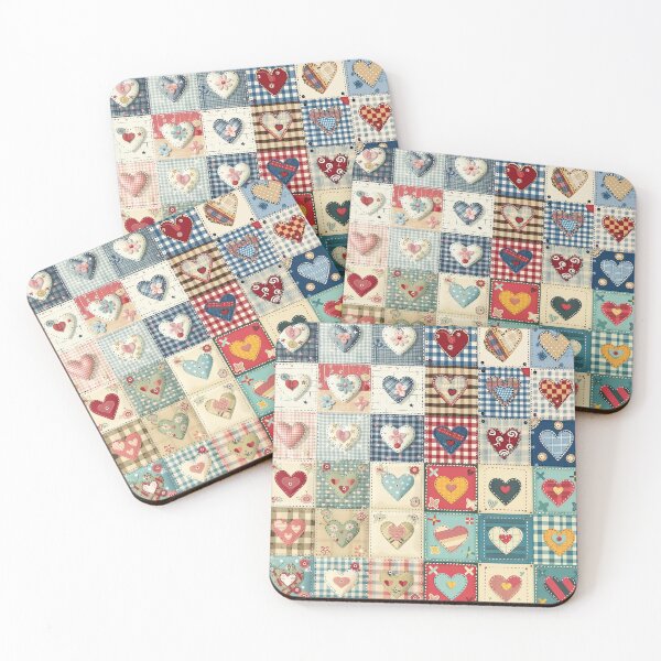 Item preview, Patchwork hearts on vintage checks designed and sold by Alasha94.