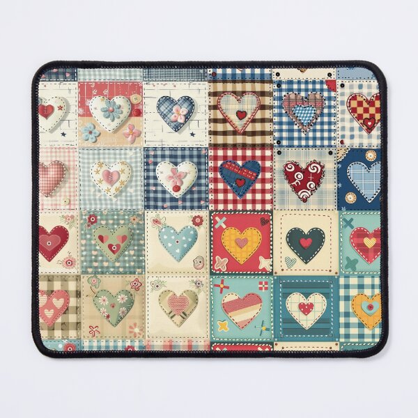 Item preview, Patchwork hearts on vintage checks designed and sold by Alasha94.