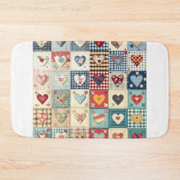 Item preview, Patchwork hearts on vintage checks designed and sold by Alasha94.