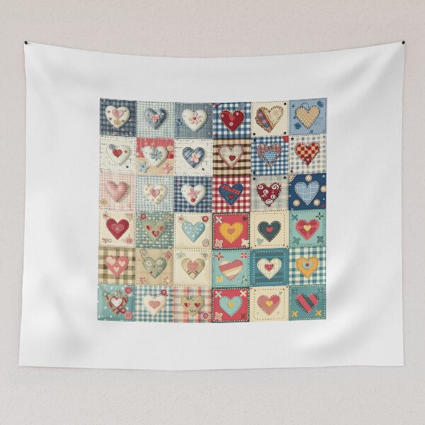 Item preview, Patchwork hearts on vintage checks designed and sold by Alasha94.
