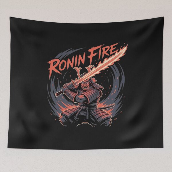Item preview, Ronin Fire Samurai – Fierce Warrior with Flaming Katana designed and sold by dortmond.