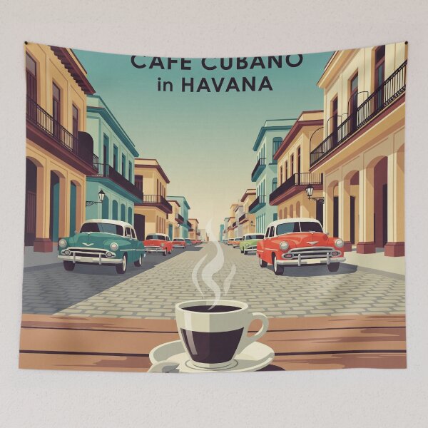 Item preview, Café Cubano en La Habana – Colorido arte de viaje retro designed and sold by Qooler.