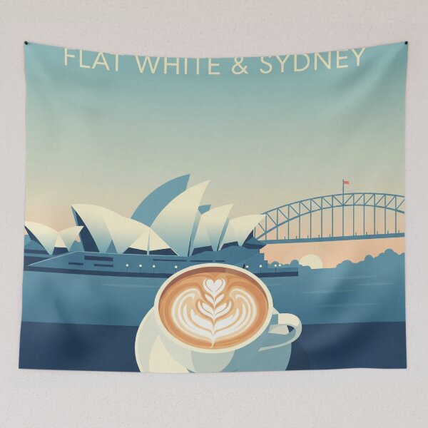 Item preview, Flat White in Sydney – Modern Retro Travel Art designed and sold by Qooler.