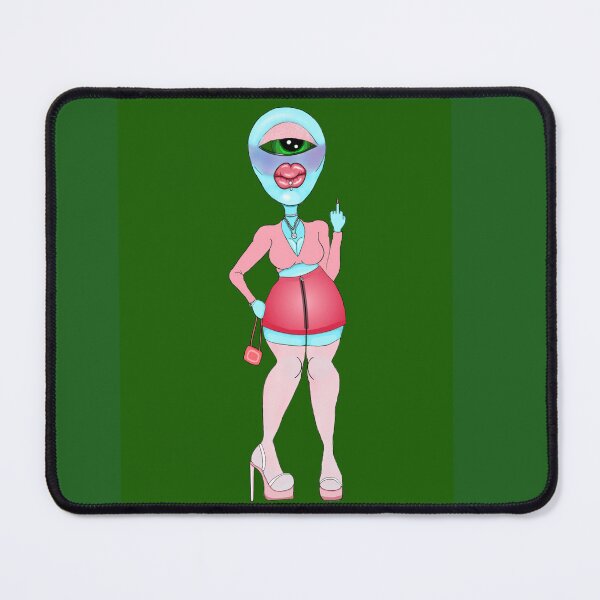 Item preview, You Can't Sit On Our Planet - Alien Girl Digital Art Sticker - Green Background designed and sold by Chroma Brainwaves.