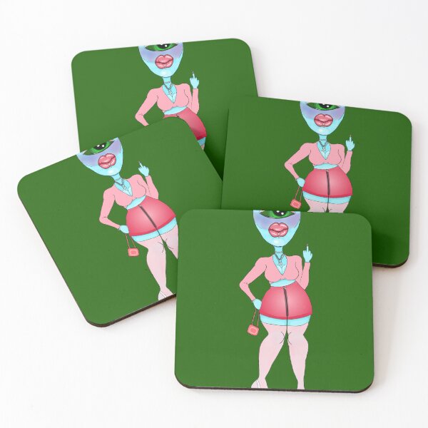 Item preview, You Can't Sit On Our Planet - Alien Girl Digital Art Sticker - Green Background designed and sold by Chroma Brainwaves.