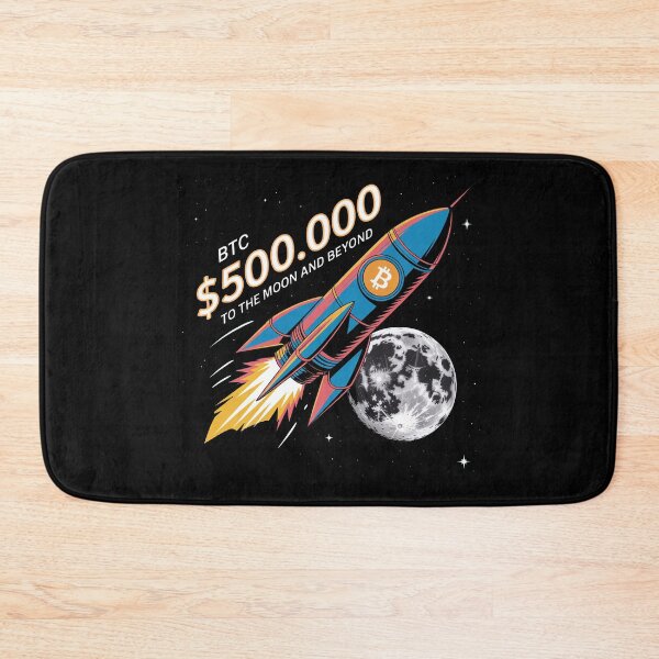 Item preview, BTC to the moon and beyond 500k, bitcoin to the moon, bitcoin crypto designed and sold by NoetherSym.