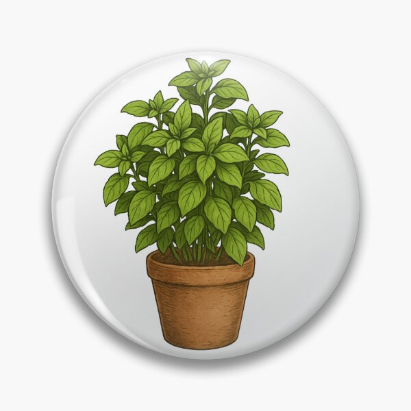 Item preview, Lemon Basil Plant Sticker – Bright Green Herb in Clay Pot designed and sold by Feral Confetti.