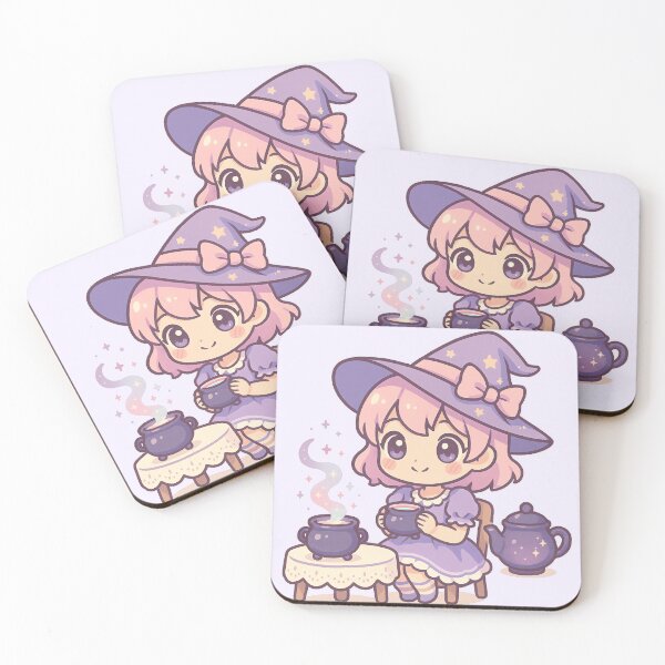 Item preview, Chibi Kawaii Witch Having Tea with a Magic Cauldron designed and sold by LuKreate.