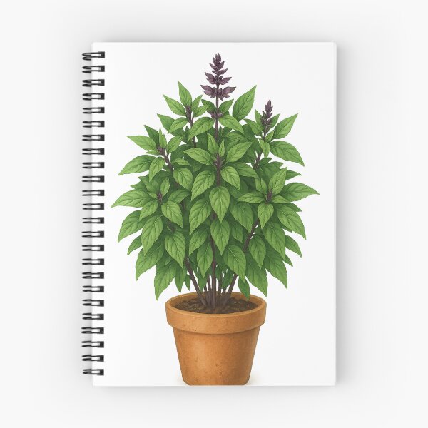 Item preview, Thai Basil Plant Sticker – Potted Herb with Purple Stems designed and sold by Feral Confetti.