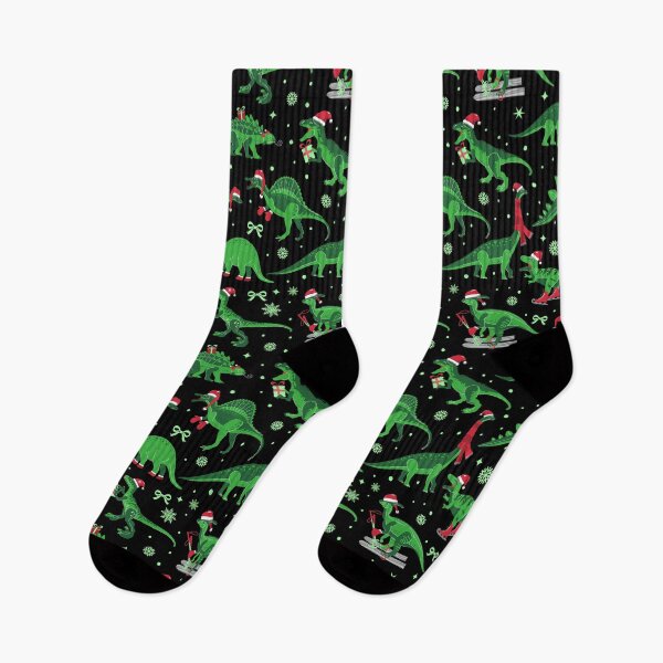 Item preview, black christmas dinosaurs stegosaurus triceratops trex designed and sold by Gossip Rag.
