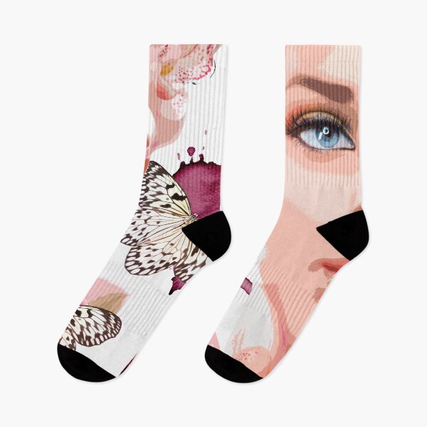 Item preview, Feminine Art with Butterflies and Orchids – Modern Aesthetic Portrait designed and sold by mcuj-art.