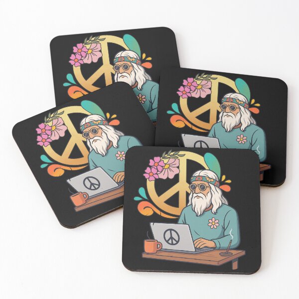 Item preview, Elderly White Hippie Programmer – Retro Tech Peace Humor Design designed and sold by Lunaria Arts.