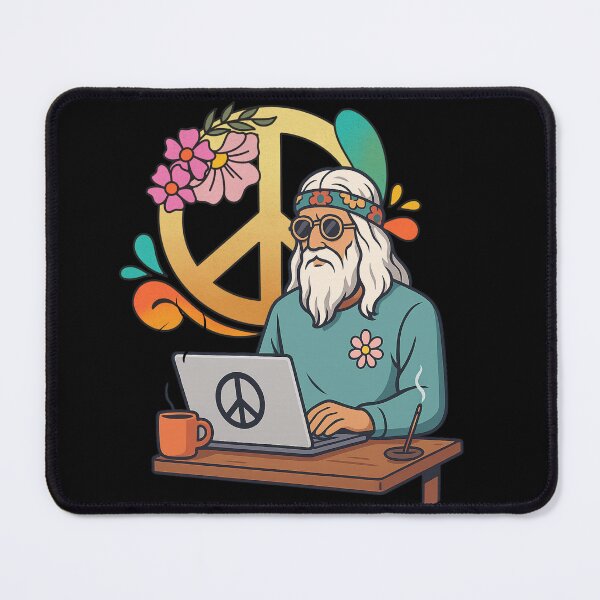 Item preview, Elderly White Hippie Programmer – Retro Tech Peace Humor Design designed and sold by Lunaria Arts.