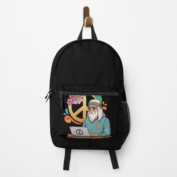 Item preview, Elderly White Hippie Programmer – Retro Tech Peace Humor Design designed and sold by Lunaria Arts.