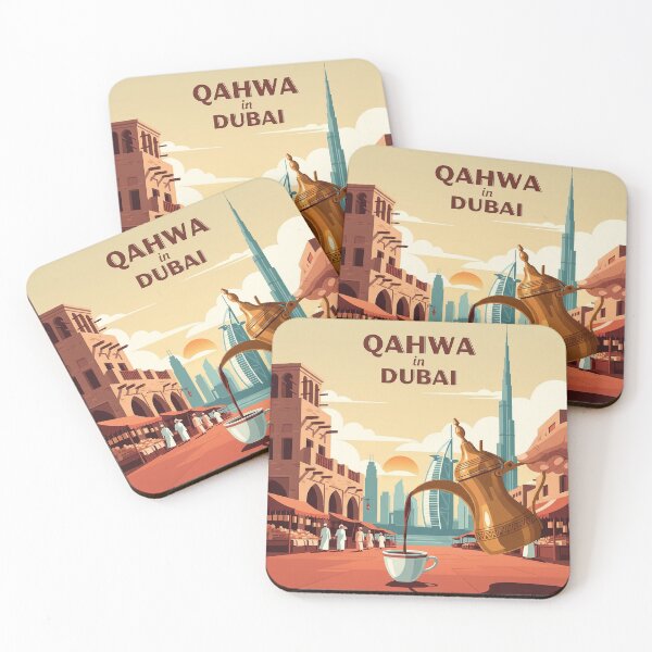 Item preview, Qahwa Coffee in Dubai – Luxurious Retro Travel Art designed and sold by Qooler.