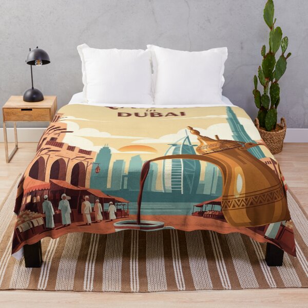 Item preview, Qahwa Coffee in Dubai – Luxurious Retro Travel Art designed and sold by Qooler.