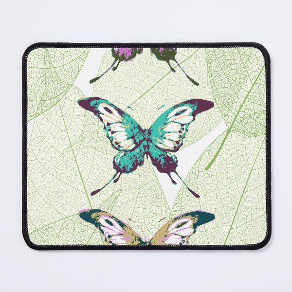 Item preview, Colorful Butterflies on Botanical Leaf Background – Modern Nature Art designed and sold by mcuj-art.