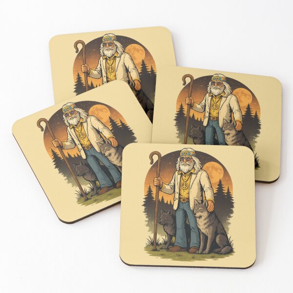 Item preview, Elderly White Hippie Wolf Shepherd – Mystical Funny Retro Design designed and sold by Lunaria Arts.
