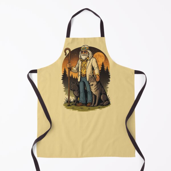 Item preview, Elderly White Hippie Wolf Shepherd – Mystical Funny Retro Design designed and sold by Lunaria Arts.